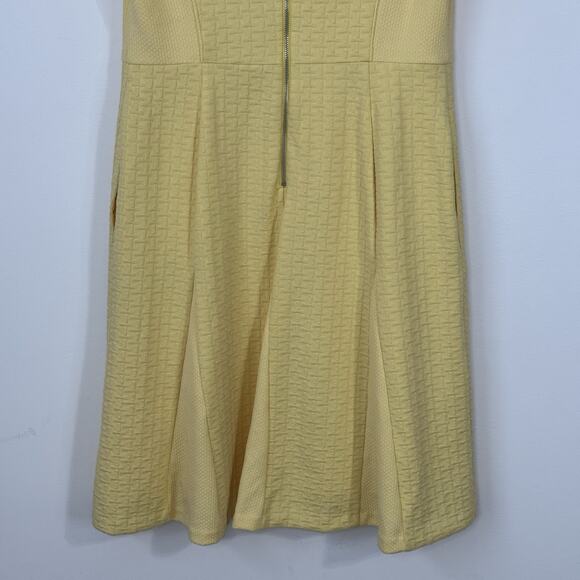 NWT Talbots Knit Fit & Flare Dress Size 10 Yellow Basket Weave Lined Pockets - Picture 8 of 12
